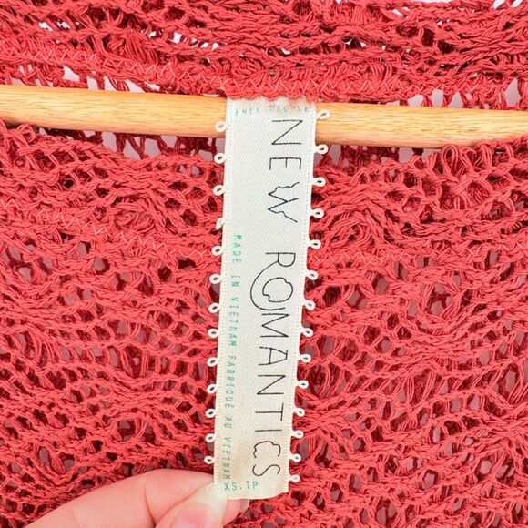 Free People Crochet Lace Angel Sleeve Blouse in Orange New Romantics Sz XS, Boho - Picture 8 of 9